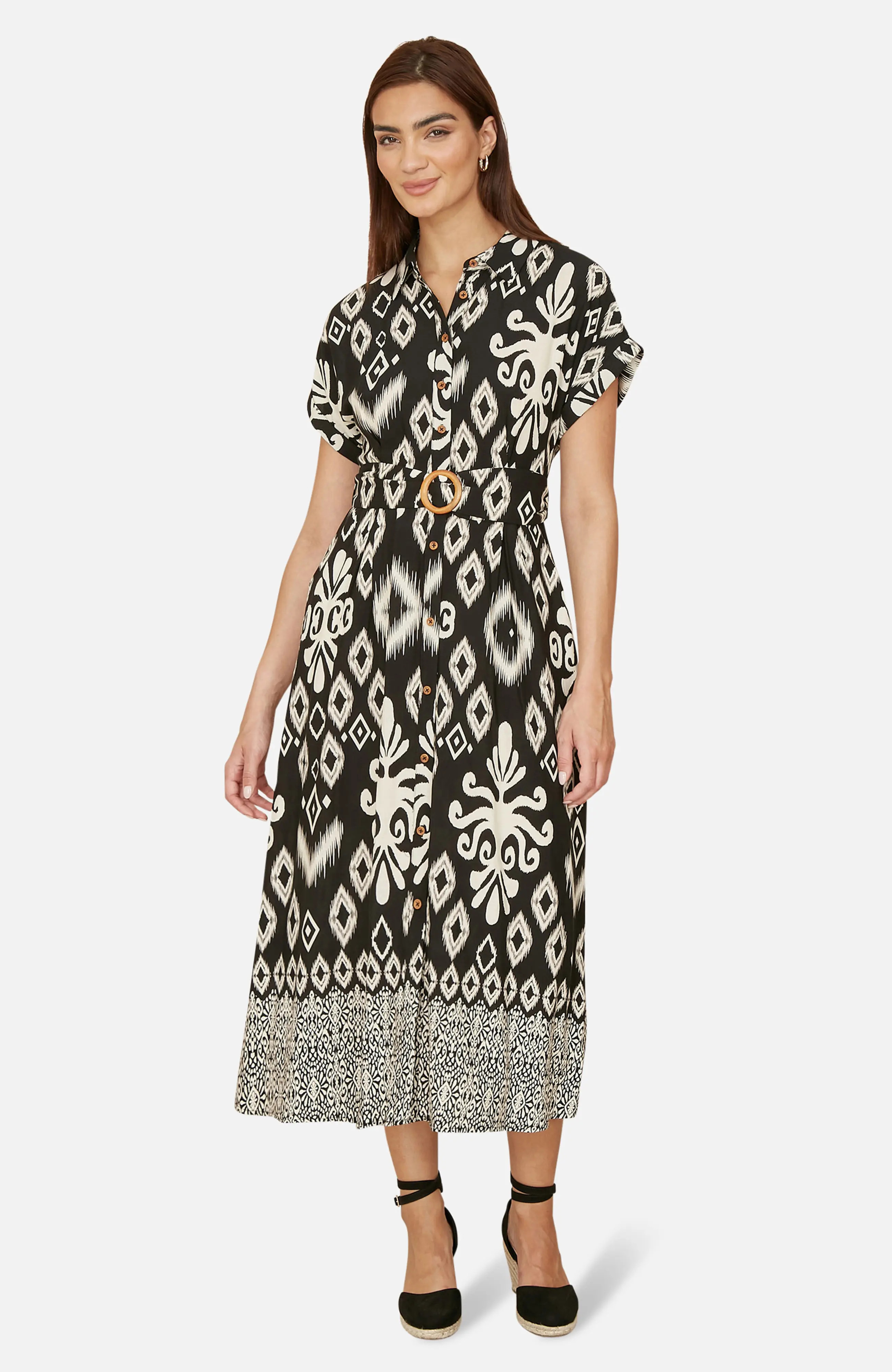 Yumi Geo Print Relaxed Midi Shirt Dress (Women) | Nordstrom | Nordstrom