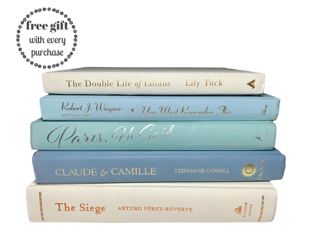 Decor Books for Shelves, Bookcase Styling - Blue Book Bundles by Color - Home Staging Aqua Beach ... | Etsy (US)