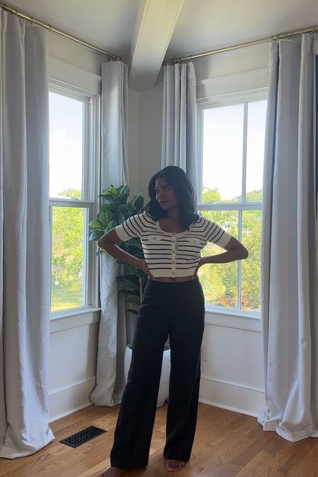 Classic set black linen trousers + striped knit cropped top from j crew 

#LTKfindsunder100 #LTKstyletip #LTKSeasonal