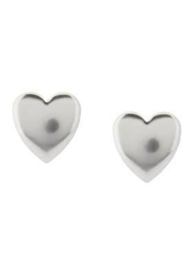 Lucky Brand Puffy Heart Stud Earrings, Silver | Belk