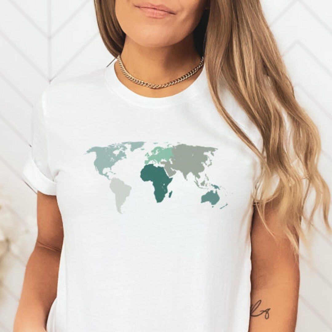 World Map Tee Shirt, Travel TShirt, Vacation Top, Gift for Travel Lovers, Matching Family, Friend... | Etsy (US)