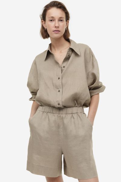 Linen pull-on shorts | H&M (UK, MY, IN, SG, PH, TW, HK)