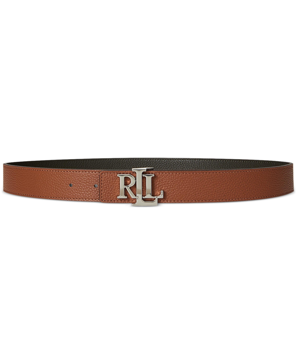 Lauren Ralph Lauren Logo Reversible Pebbled Leather Belt - Lauren Tan/dark Olive | Macy's