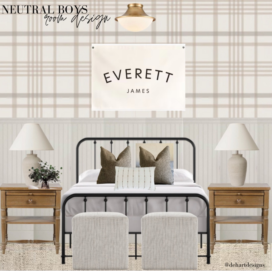 Neutral Boys Room, Boys room, toddler room, nightstands, table lamps, lighting