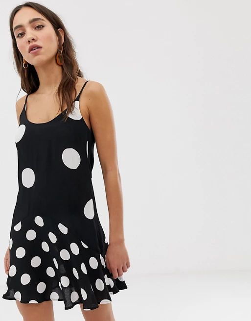 River Island cami slip dress in mixed polka dot | ASOS US