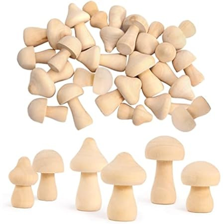 15 Pieces Unfinished Wooden Mushroom Natural Wooden Mushrooms Mini Mushroom Various Sizes Wooden Mus | Amazon (US)
