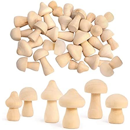 15 Pieces Unfinished Wooden Mushroom Natural Wooden Mushrooms Mini Mushroom Various Sizes Wooden Mus | Amazon (US)