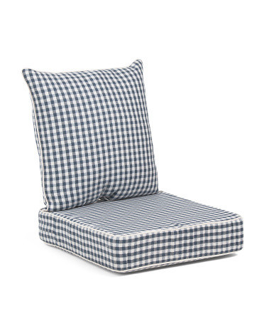 Made In Usa Outdoor Gingham Jacquard Seat Cushion And Back Pillow Set | TJ Maxx