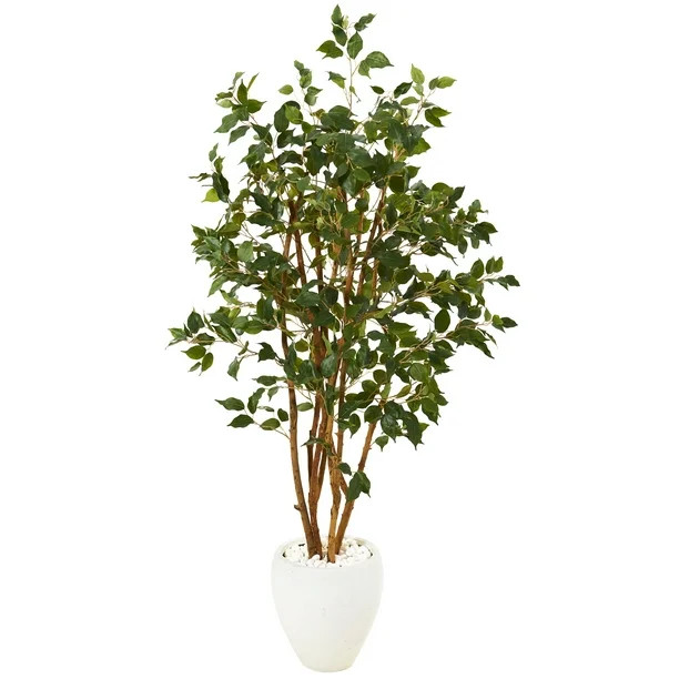 Nearly Natural 53in. Ficus Artificial Tree in White Planter | Walmart (US)