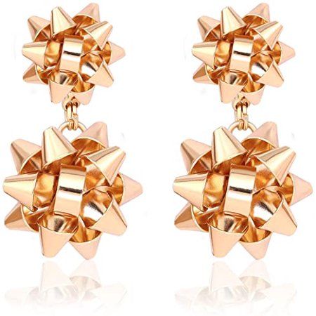 Christmas Earrings Party Gift Bow Tie Earrings Flower Earring Set for Women Girls Gold | Walmart (US)