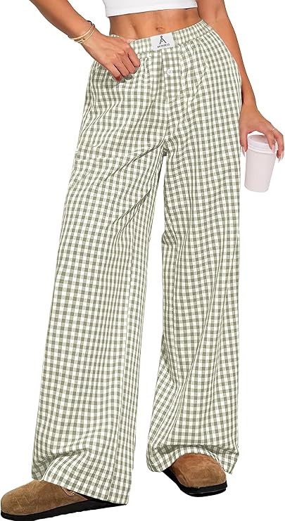 ANRABESS Womens Striped Gingham Pants 2025 Pajama Lounge Boxer Pants Cute Comfy PJ Bottoms with P... | Amazon (US)
