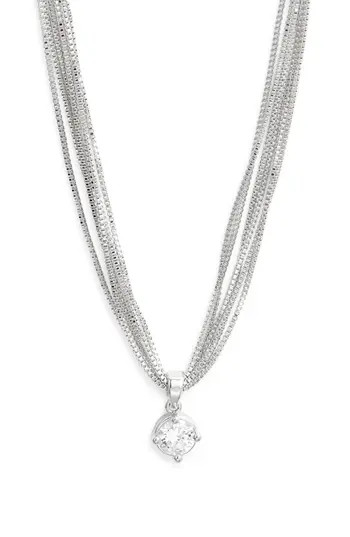 Nordstrom Solitaire Cubic Zirconia Pendant Necklace in Sterling Silver Plated at Nordstrom Rack | Nordstrom Rack