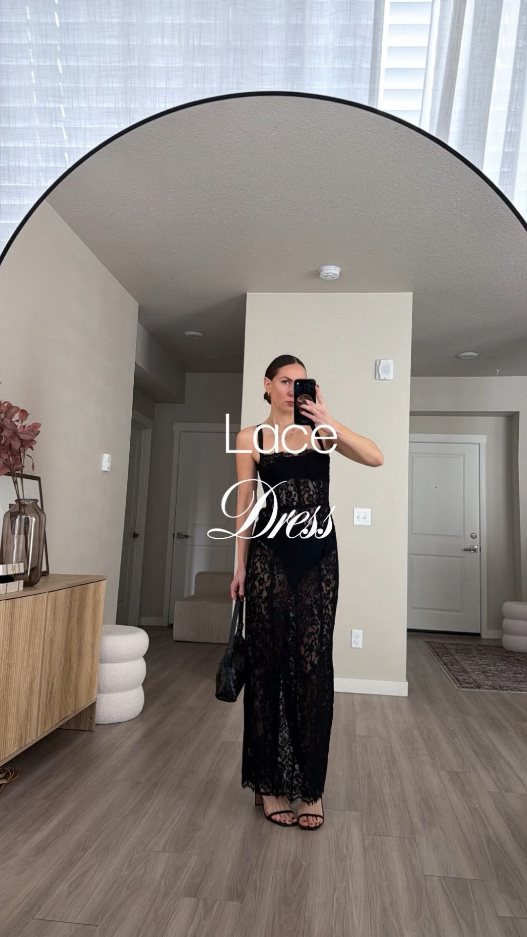 5’7 wearing size small 
Black lace dress
Maxi lace dress
