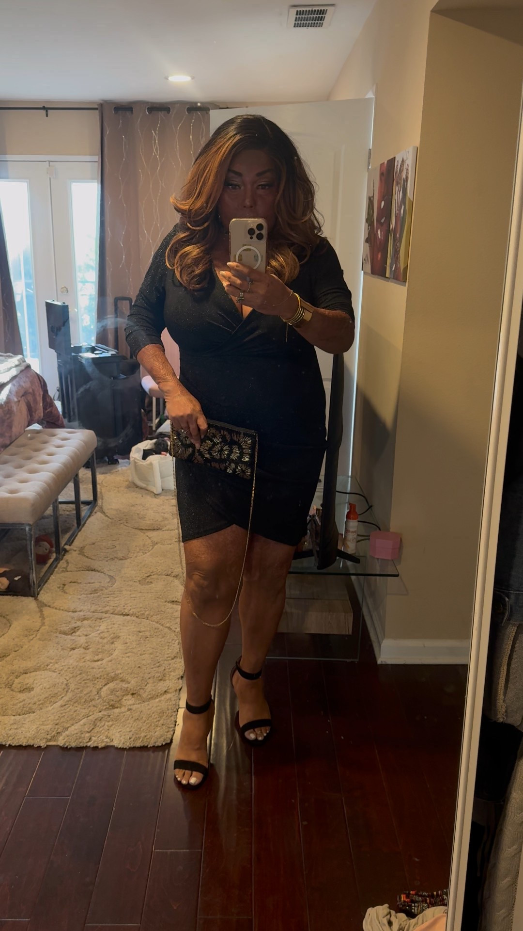 Perfect little black dress with a touch of sparkle! Comfy, lightweight, true to size and budget friendly!

The beaded clutch bag from @accesorytolove really made the look and brought out the subtle gold shimmer in the dress!✨

#LTKPlusSize #LTKBeauty #LTKOver40