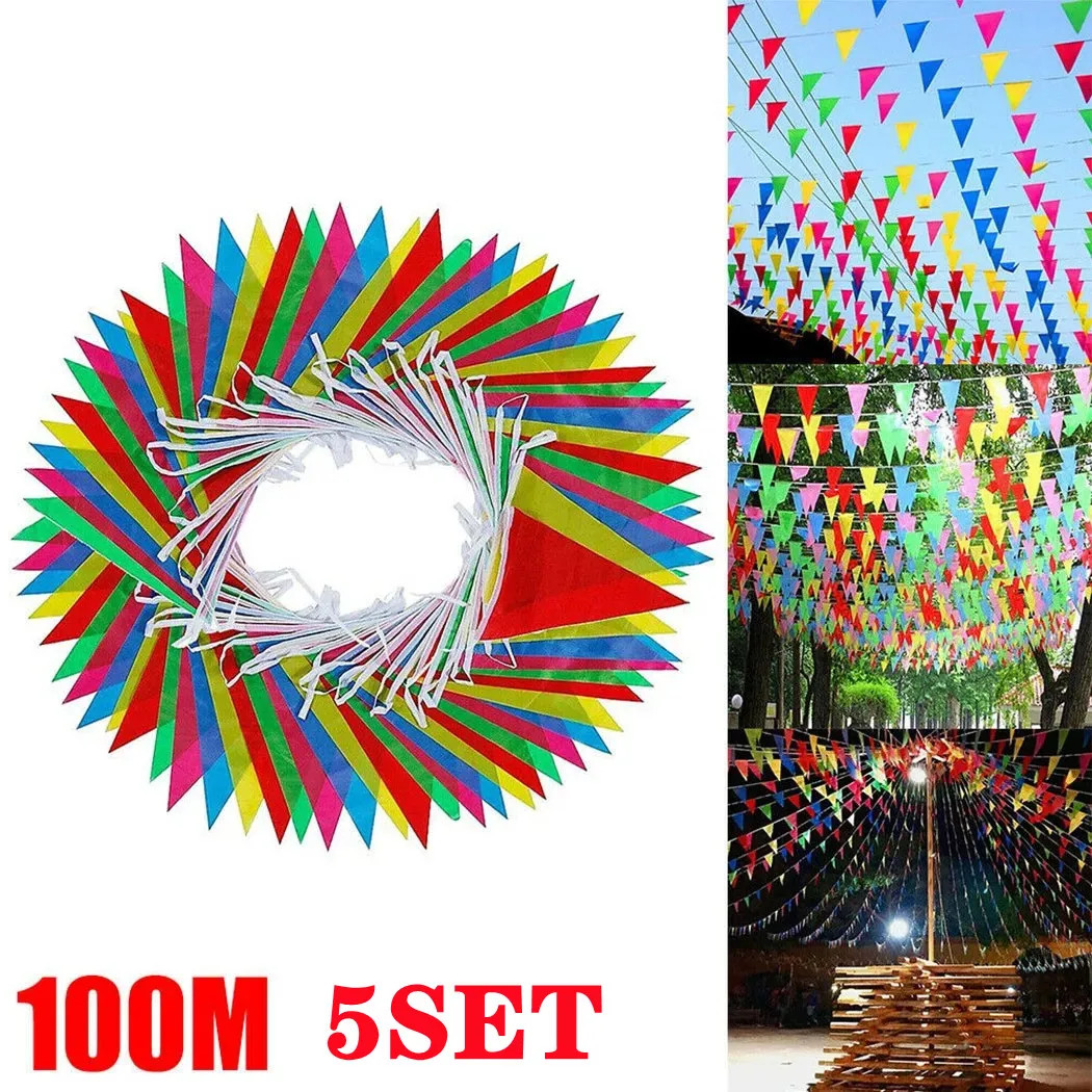 Banner de festa triangular multicolorido, guirlanda para jardim de infância, casa, jardim, casam... | Ali Express BR