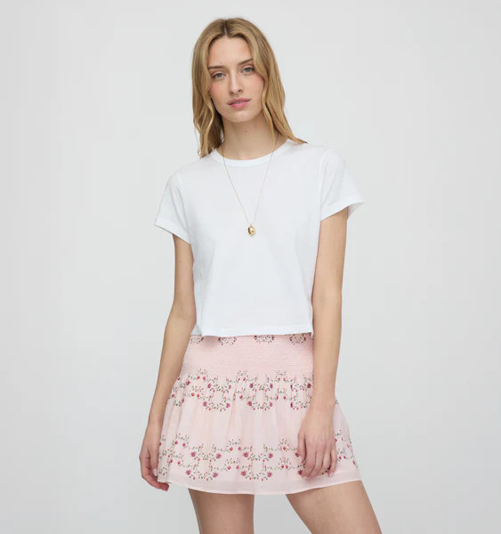 The Noa Skirt - Pink Floral Vine Scallop | Hill House Home US