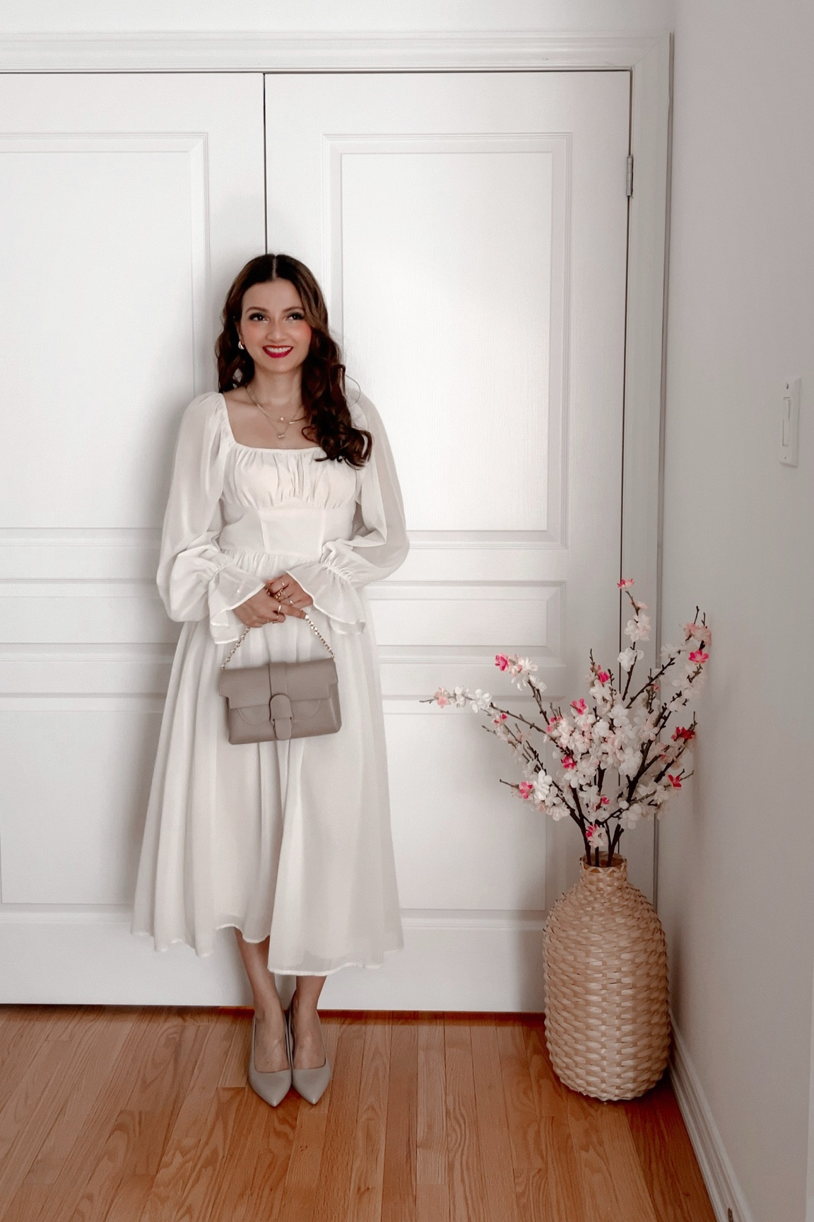 White dress Senreve bag 

#LTKstyletip #LTKcanada #LTKspring