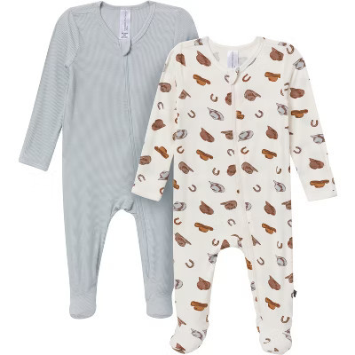 Modern Moments by Gerber Baby Boy 2-Piece Snug Fitting Footless Pajamas, Blue, Newborn | Target