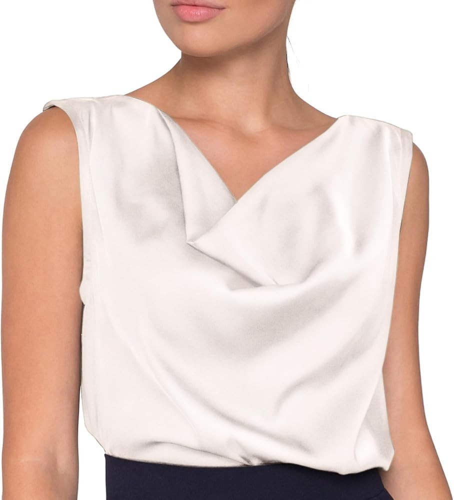 Women Silk Satin Tank Tops 2024 Dressy Cowl Neck Camisole Blouse Casual Sleeveless Cami Summer Ta... | Amazon (US)