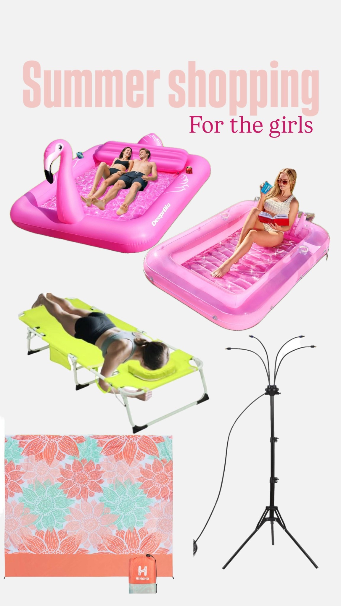 Summer shopping for the girls! Much needing tanning items, beach items, and things to help you stay cool during the hot summer days!

#LTKSummerEdit #LTKFindsUnder50 #LTKSwim