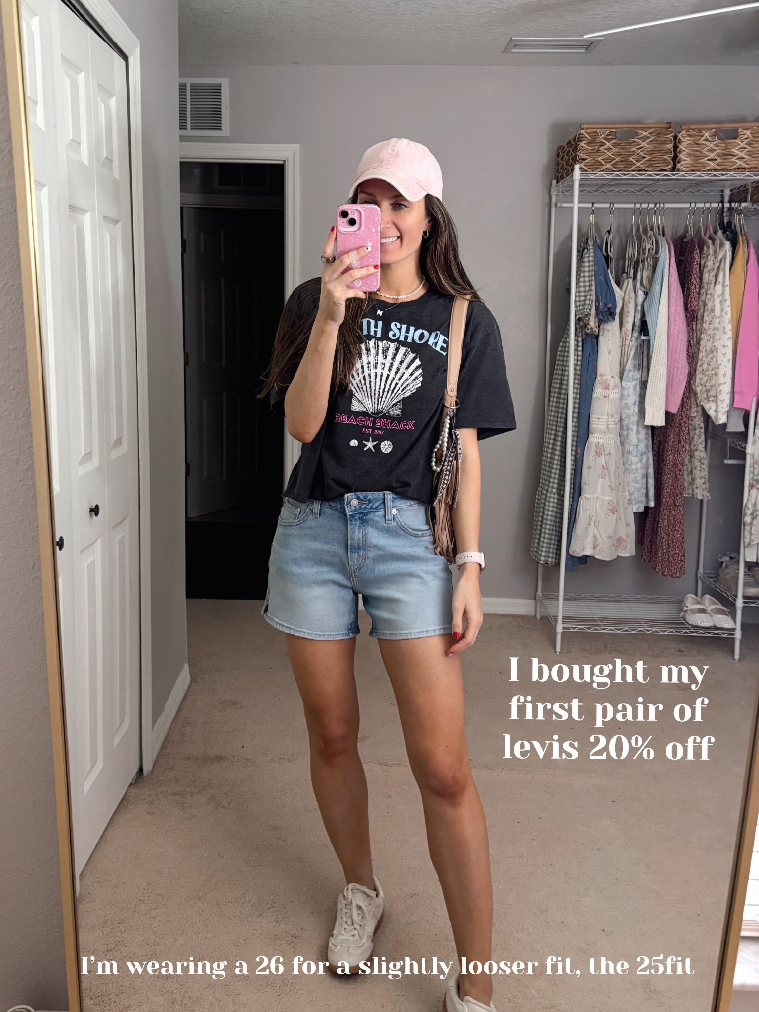 I bought my first pair of Levi’s! 
These shorts have a 4.5 inch inseam!

**sizing:
Shorts: 26, I sized up one for a looser fit
Shirt: medium, fits slightly oversized
Lace sneakers: 8.5, fit tts

#LTKTall #LTKootd