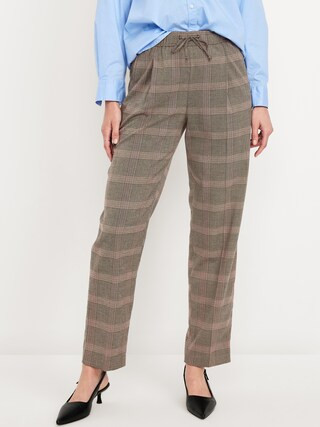 High-Waisted Billie Straight Plaid Ankle Trouser | Old Navy (US)
