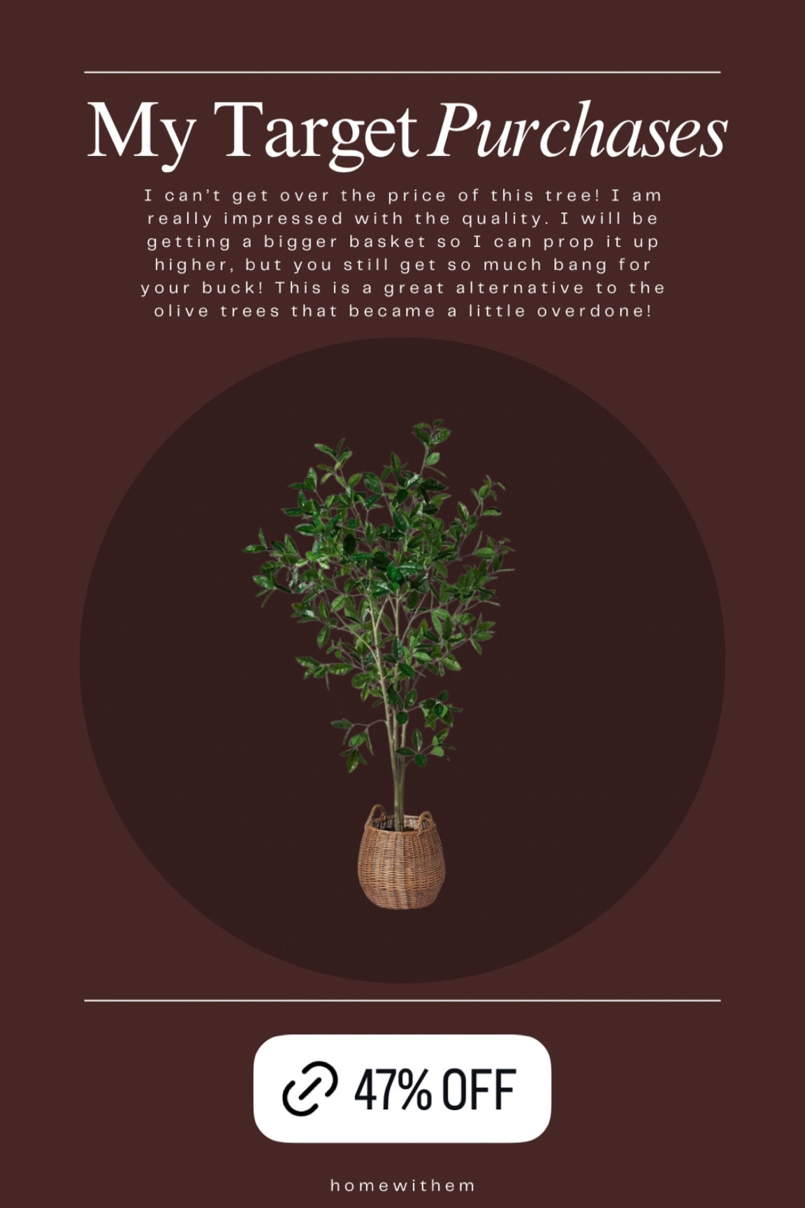 A fauxbay leaf tree to replace my old faux olive tree 

#LTKStyleTip #LTKHome