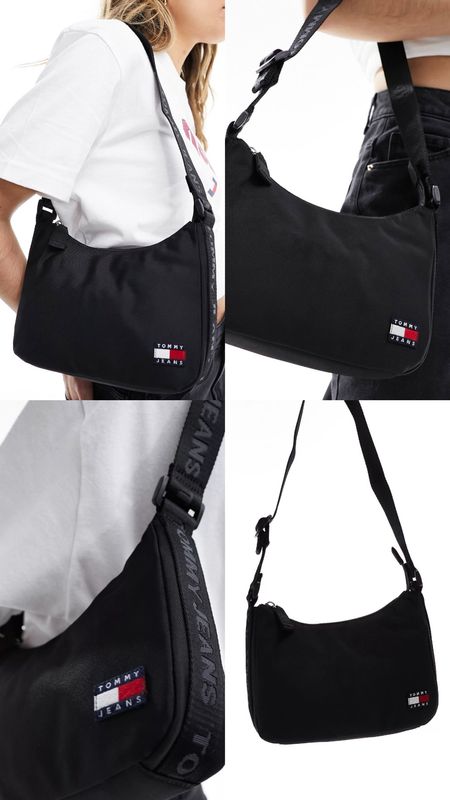 Tommy Jeans uncovered shoulder bag in black. Summer, spring, casual look.  Under £100. Affordable fashion.  Wardrobe staple. Timeless. Gift guide idea for her. Clean aesthetic, chic look, feminine fashion, trendy look, fedtival. Tommy Hilfiger outfit idea by Asos.

#LTKFestival #LTKGiftGuide #LTKfindsunder100