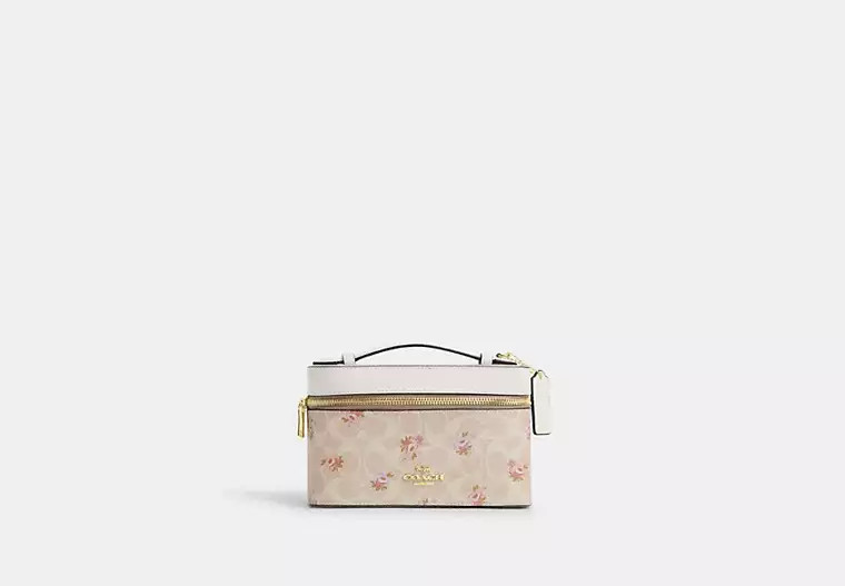 Cosmetic Case In Signature Canvas With Floral Print | Coach Outlet US