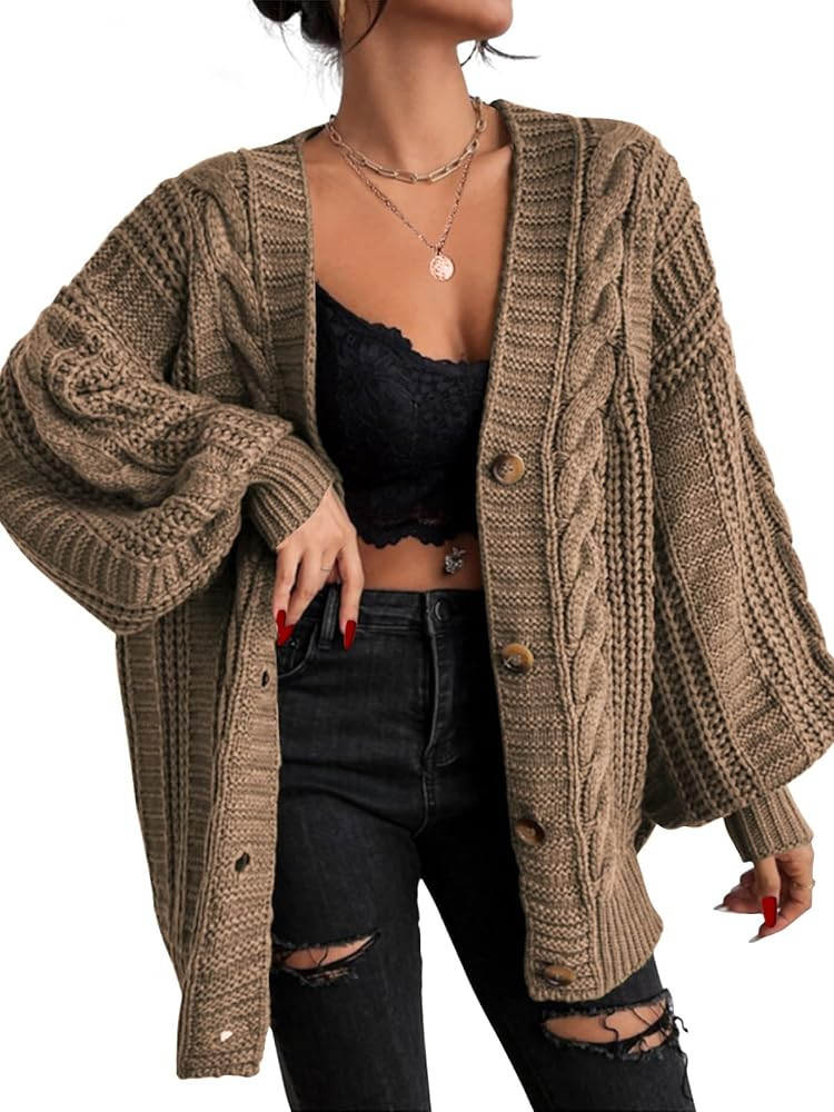 EXLURA Womens 2025 Oversized Cardigan Sweaters Fall Winter Lightweight Soft Knit Cardigan Open Fr... | Amazon (US)