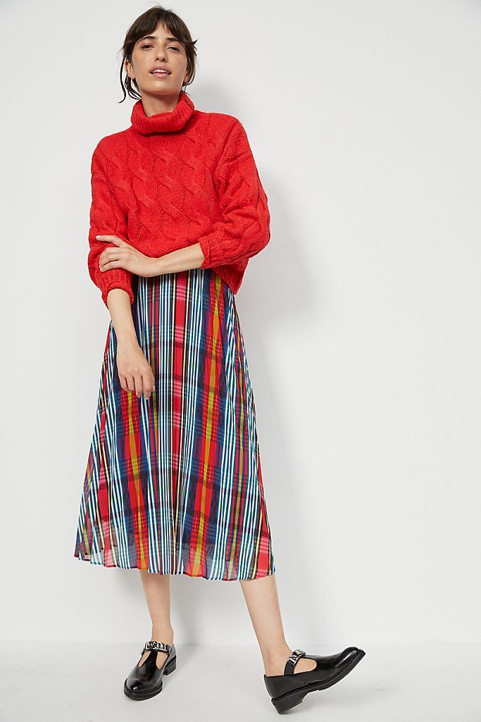 Naya Pleated Midi Skirt | Anthropologie (US)