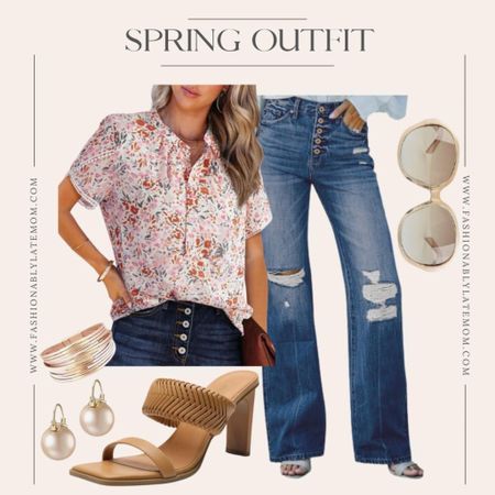Spring inspo! 
Fashionablylatemom 
Sunglasses 
Sandals 
Blouse 

#LTKSpringSale #LTKshoecrush #LTKstyletip