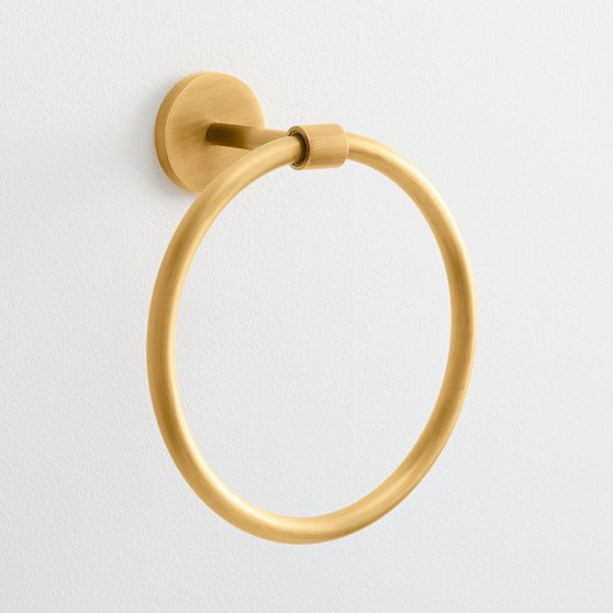 Pure Modernist Bath Hardware, Towel Ring, Antique Brass | West Elm (US)