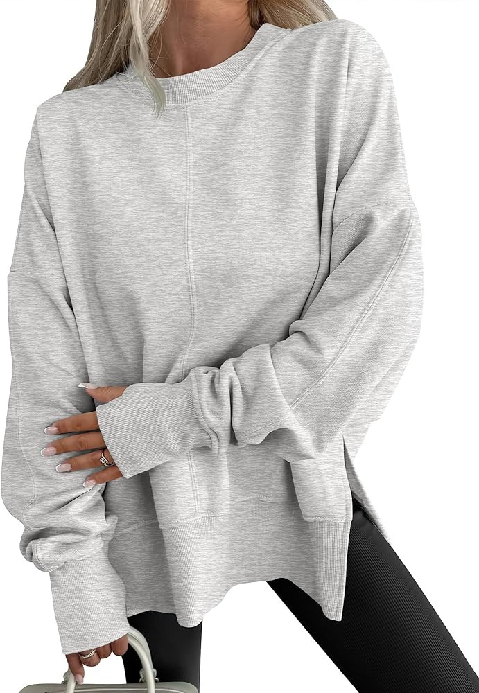 ANRABESS Women Oversized Sweatshirts Thumbhole Long Sleeve Hoodies Shirts 2025 Fall Side Slit Pul... | Amazon (US)
