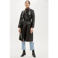 Womens Crocodile Embossed Coat - Black, Black | Topshop UK