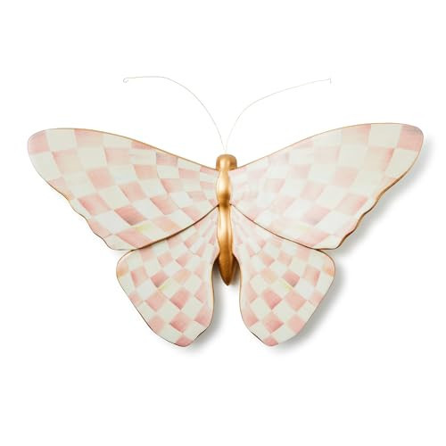 MACKENZIE-CHILDS Butterfly, Hanging Butterfly Wall Decor, Pink-and-White Rosy Check | Amazon (US)