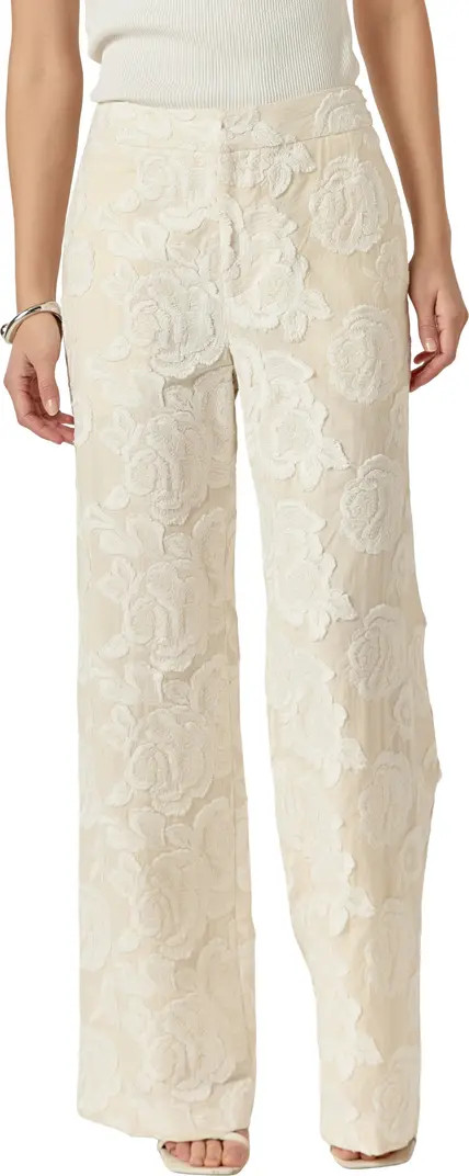 Endless Rose Floral Embroidered Wide Leg Cotton Pants | Nordstrom | Nordstrom
