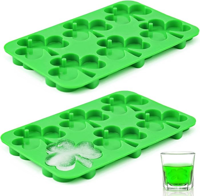 2 Pack Shamrock Silicone Molds for St. Patrick's Day, 3D Large Ice Cube Trays for Ice Cubes, Jell... | Amazon (US)