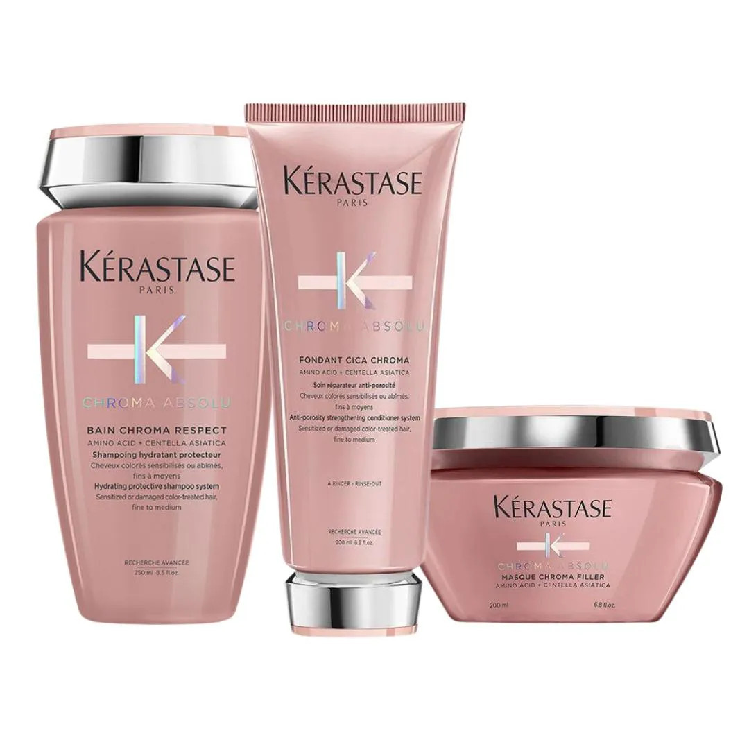 Kérastase Chroma Abs Bain Respect Sh250ml Cond200ml Mas200ml | DrogaRaia (BR)