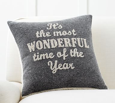 Most Wonderful Time of the Year Cozy Embroidered Pillow Cover | Pottery Barn (US)