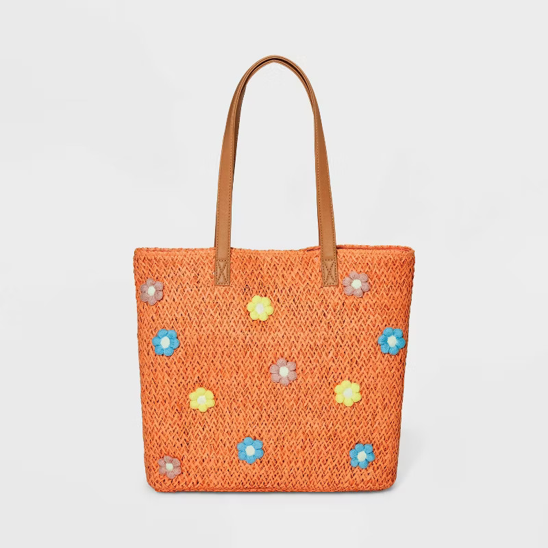 Girls' Flower Straw Tote Bag - Cat & Jack™ | Target