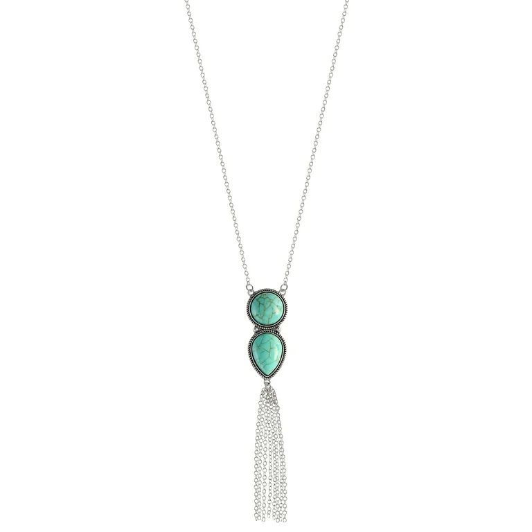 Jessica Simpson Faux Turquoise Stone Y Necklace | Walmart (US)