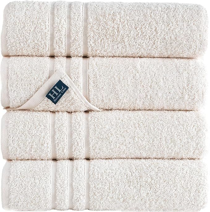 Hammam Linen Sea Salt Cream Bath Towels 4-Pack - 27x54 Soft and Absorbent, Premium Quality Perfec... | Amazon (US)
