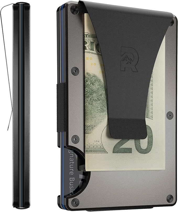 The Ridge Slim Minimalist Front Pocket RFID Blocking Aluminum Metal Wallets for Men with Money Cl... | Amazon (US)