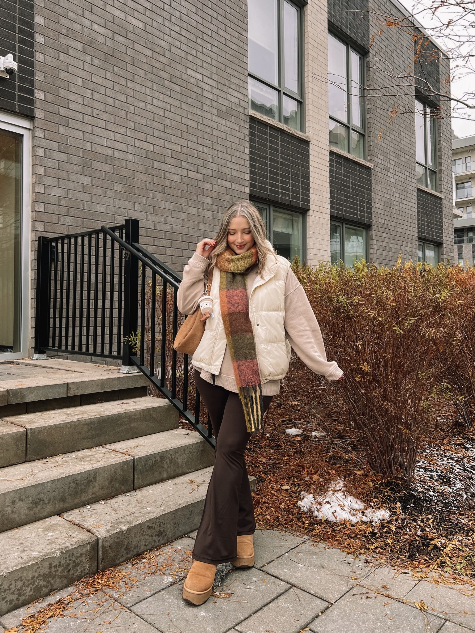 Cozy fall to winter outfit! Wearing my usual size L in the sweatshirt, white tee, and chocolate brown flare leggings. I did an L tall in the puffer vest because I have a long torso. Canadian Old Navy links are under “similar products”. Ugg look for less are from amazon and I’ve had them for a year! I’m a 9.5-10 shoe and wear a 10


#LTKwinter #LTKsale #LTKmidsize