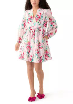 Crown & Ivy™ Petite Long Sleeve Tiered Printed Dress | Belk