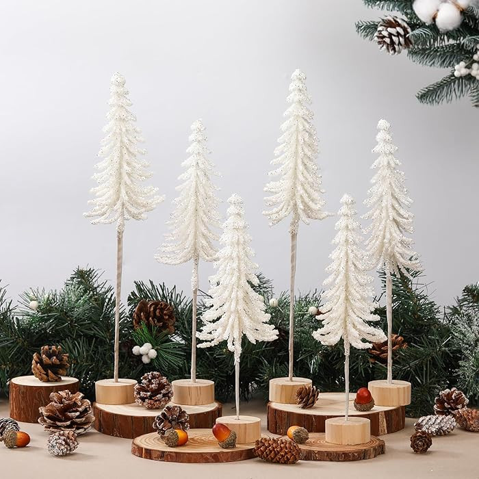 Jetec 6 Pcs Tabletop Mini Christmas Tree Small Alpine Trees Artificial Pine Christmas Tree with W... | Amazon (US)