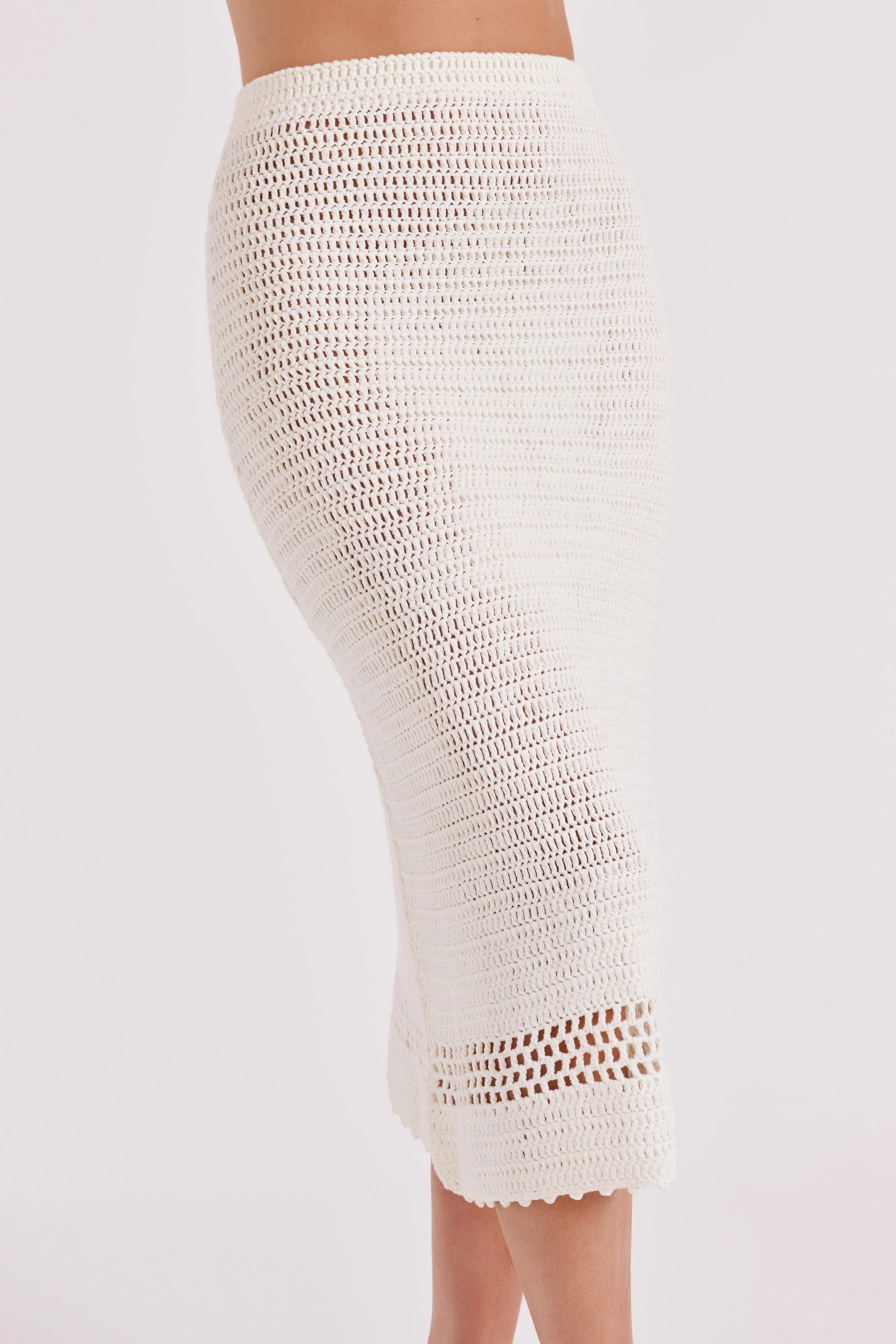 Paris Crochet Midi Skirt - Ivory | MESHKI US