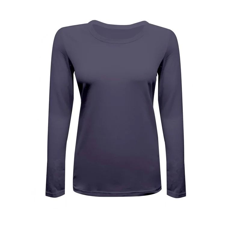Womens Long Sleeve T Shirt With Super-Soft Stretch Fabric Round Neck T-Shirts - Walmart.com | Walmart (US)