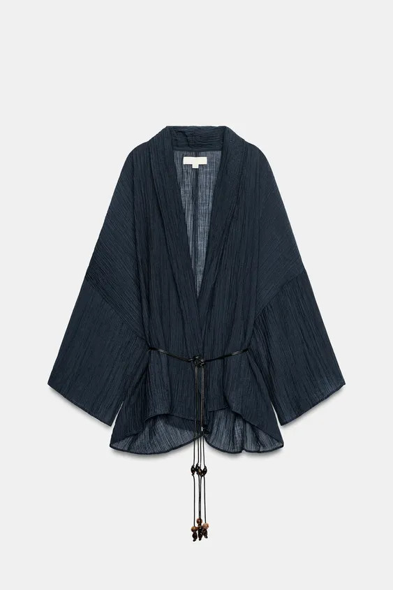 CRINKLE EFFECT BELTED JACKET | Zara US